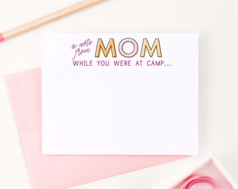 Personalized A Note From Mom Stationery Set, Cute Summer Camp Stationary, Camp Notes From Parents, Sleep Away Camp Note Cards, Modern, KS197