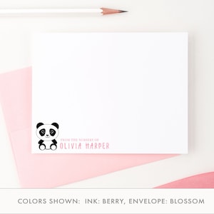 Conjunto de papelería Panda para niñas, tarjetas de agradecimiento personalizadas para bebés, papelería Panda para bebés, tarjetas de notas Panda personalizadas para niñas, KS109