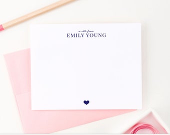 A Note From Stationary for Girls Customized A Note From Thank You Cards, Personalized Womens Stationery, Custom Heart Note Cards Girl, PS061