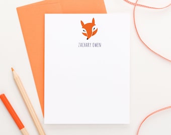 Personalized Fox Stationary for Kids, Forest Animals Thank You Cards, Personalized Stationery for Girls, Boys Custom Fox Stationery, KS055