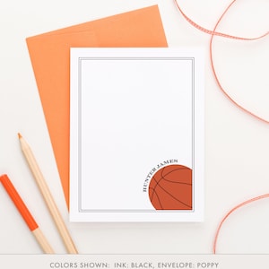 Basketball Briefpapier Set für Jungen und Mädchen // Personalisiertes Briefpapier mit Namen // Mädchen und Jungen Briefpapier, Basketball Briefpapier, KS012