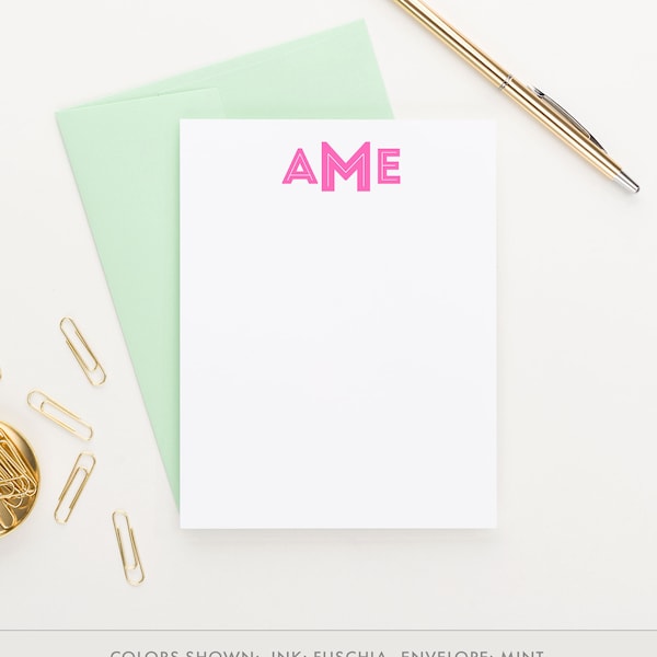 Personalized Monogram Stationery Set, Personalized monogram note cards, Monogrammed gifts for women, Personalized Stationery, MS021