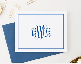 Monogrammed Stationary Cards, Folded Monogram stationery Set Personalized, Monogram note cards with envelope, Classic Monogram gifts, MS026