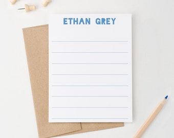 Personalized Lined Stationery For Boys, Personalized Stationary for Kids Stationery, Personalized Stationery For Boys Stationary Set, KS095