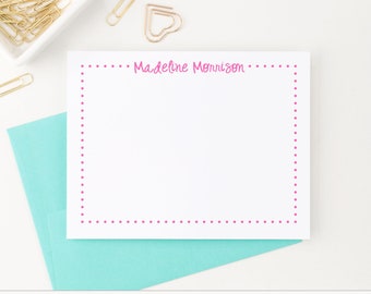 Personalized Kids Stationery Set for Girls, Cute Simple Stationary for Girls Flat Note Card Set, Custom Thank You Cards with Envelopes KS031