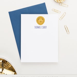 Cartes de correspondance de papeterie Lion pour enfants, cartes de remerciement personnalisées pour garçons, papeterie personnalisée pour filles, papeterie animal lion garçon, KS056