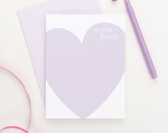 Personalized Heart Stationery, Custom Stationery for Kids, Personalized stationery, Girls Personalized Stationary, Custom Notecards, PS022