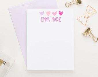 Girls Stationery Set // Personalized stationery set // hearts stationery // girls stationary // Choose your colors, KS008