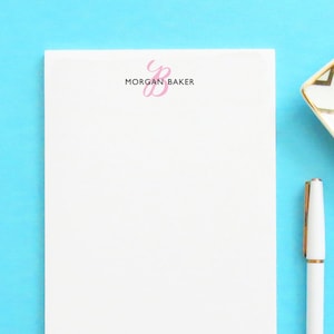 Bloc de notas personalizado para mujer con juegos de papel para escribir con monograma, blocs de notas personalizados para profesores, juego de papel de carta para adultos para mujeres, simple, NP023