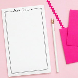 Juego de bloc de notas con nombre y borde para notas de agradecimiento para niños, papelería personalizada para niñas, bloc de notas personalizado, papel para escribir cartas personalizado, NP032