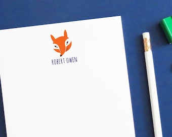 Fox Personalized Note Pad For Kids Custom Notepads, Custom Stationary Notepad for Boys Personalized Note Paper, Writing Paper Lined, NP040