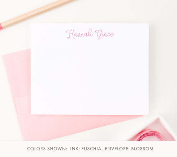 Personalized Stationery Set for Girls Simple Thank You Notes