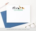 Kids Personalized Animal Stationary, Customized Zoo Stationery for Boys Zoo Animal Notecards, Wild Animal Thank You Cards, Animals, KS132