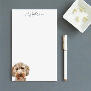 Goldendoodle Stationery Notepad Paper, Wybierz rasę swojego psa, Niestandardowe artykuły papiernicze z psami, Notatniki akwarelowe, Prezenty dla mam zwierząt domowych NP413f