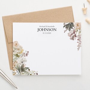 Floral Stationary Personalized Wedding Cards, Wedding Stationary Modern, Wedding Gifts for Couple, Couples Custom Note Cards WS041