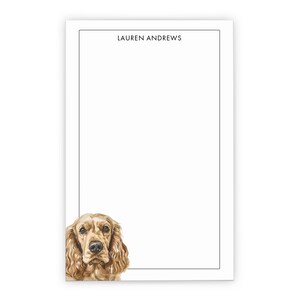 Papel de carta para escribir con forma de cocker spaniel, elige la raza de tu perro, bloc de notas con nombre de animales, bloc de papelería personalizado con perros, NP412r