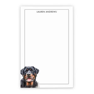 Papelaria Rottweiler para escrever cartas, escolha sua raça de cachorro, blocos de notas de animais com nome, bloco de papelaria personalizado com cães, NP412aa