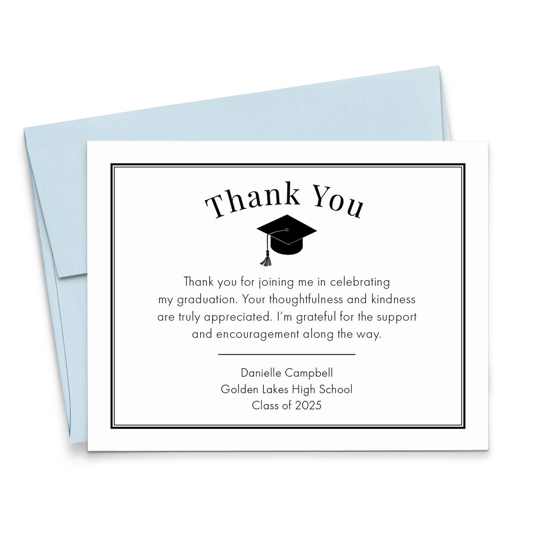 Graduation Acknowledgement Message Custom Graduation Thank You Notes With Message, FLAT Personalized ...