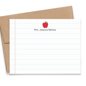 Personalisiertes Apple Briefpapier für Lehrer Dankesnotiz für Schüler, Apple-Notizkarten Benutzerdefiniertes Apple-Briefpapier ausgekleidet, Lehrernotizen, PS192