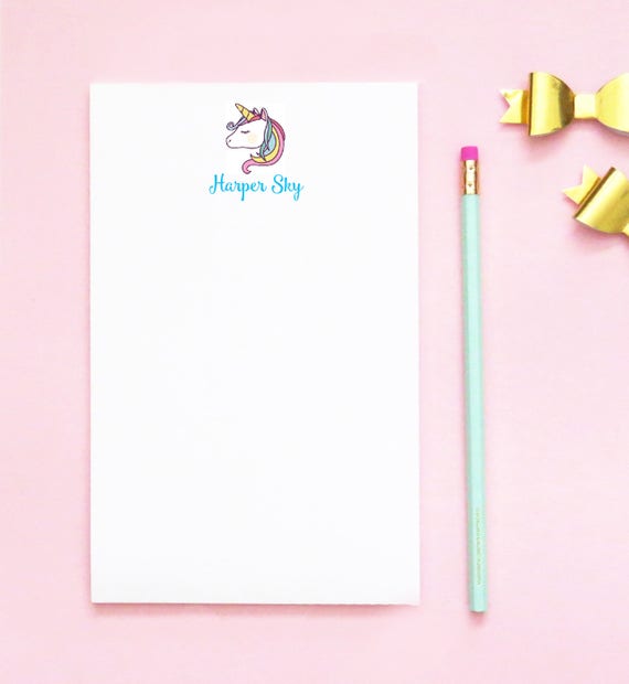 Girls Unicorn Note Pad, Personalized Unicorn Notepad for Kids Custom Thank You Notes Unicorn Thank You Cards for Girl Writing Paper, NP046
