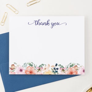 Floral Thank You Cards for Women, Elegant Thank You Note Cards Set with Envelopes, Modern Thank You Notes with Flowers, Florals, Cute TY083