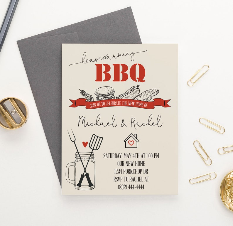 Housewarming Bbq Invitation House Warming Bbq Invitation Etsy