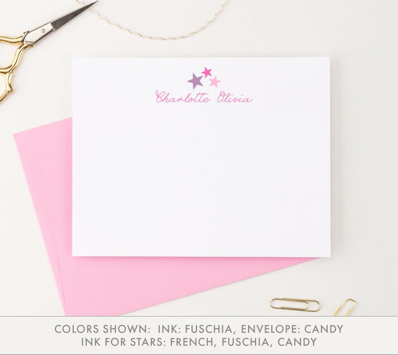 Girls Customized Star Stationery Kids Star Stationary Custom Etsy