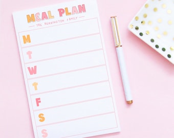 Bloc-notes cute weekly meal plan personnalisé pour le menu du dîner de famille pour la semaine, Custom Kitchen Notepad Food Planner, Repas organisés, HNP007