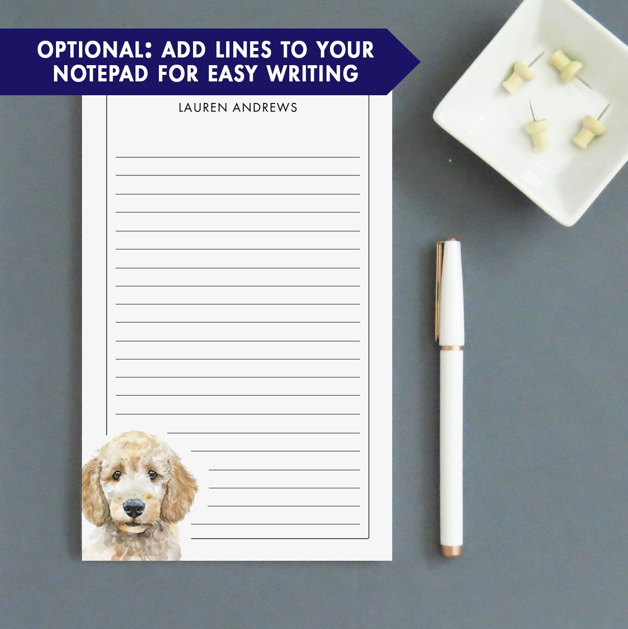 Golden Doodle Note Cards & Envelopes - Custom Pet Stationery With Watercolor Dog Design & Personalization