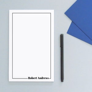 Blocs de notas personalizados clásicos con nombre, conjunto de bloc de notas estacionario personalizado, papelería profesional para escribir cartas con borde, moderno NP410