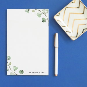 Greenery Notepads für Frauen Personalisierte Notizblöcke mit Blättern, maßgeschneiderte Greenery Notepads für Erwachsene, Elegante Dankeskarten, PN201