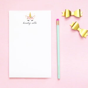 Kids Unicorn Stationary Set for Girls Customized Notepad Paper, Floral Unicorn Note Pad Lined Stationery for Girl Thank You Notes Cute NP156