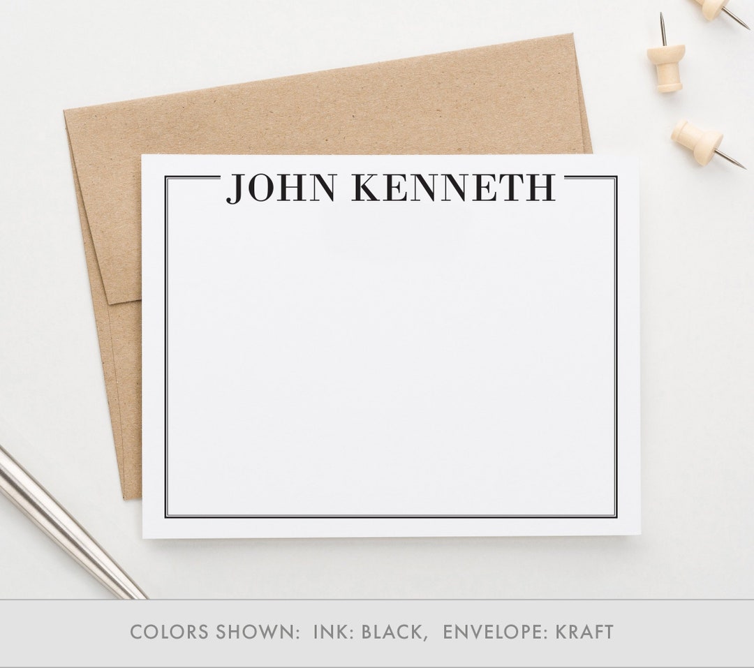 Personalized Stationery for Men Customized Thank You Note Cards, Custom ...