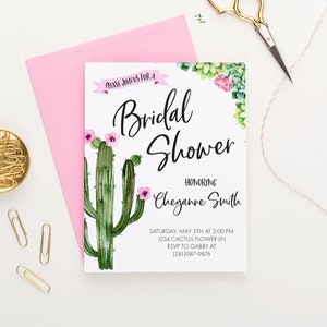Fiesta Bridal Shower Invitation Fiesta, Cactus Bridal Shower Invitation Succulent, Water Color Bridal Shower Invitation Download, BRSI028
