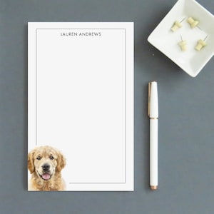 Bloc de notas Golden Retriever personalizado, elija su raza de perro, blocs de notas de animales personalizados con nombre, juego de cartas estacionarias para mascotas, regalo para perros NP412g