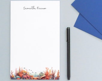 Personalized Notepad For Women, Note Pads With Name, Ocean Stationary Paper, Colorful Watercolor Landscape Notepad, Custom Writing Pad NP368