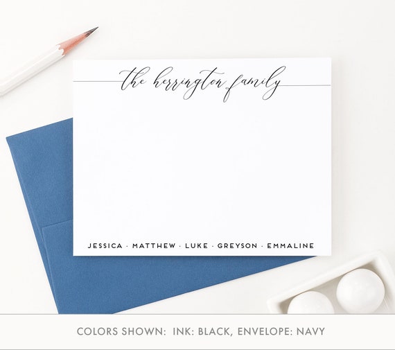 Personalized Family Stationery Family Stationary Set Flat Etsy