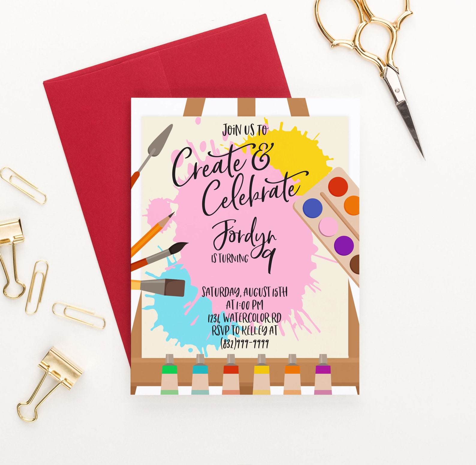 Paint Birthday Party Invitation Boy and Girl Paint Birthday Etsy