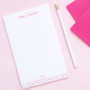 Notatnik dla dzieci z kotami, spersonalizowany notatnik dla dziewcząt, notatnik z kotami, spersonalizowany papier do pisania dla dzieci, artykuły piśmiennicze, spersonalizowane prezenty, NP133