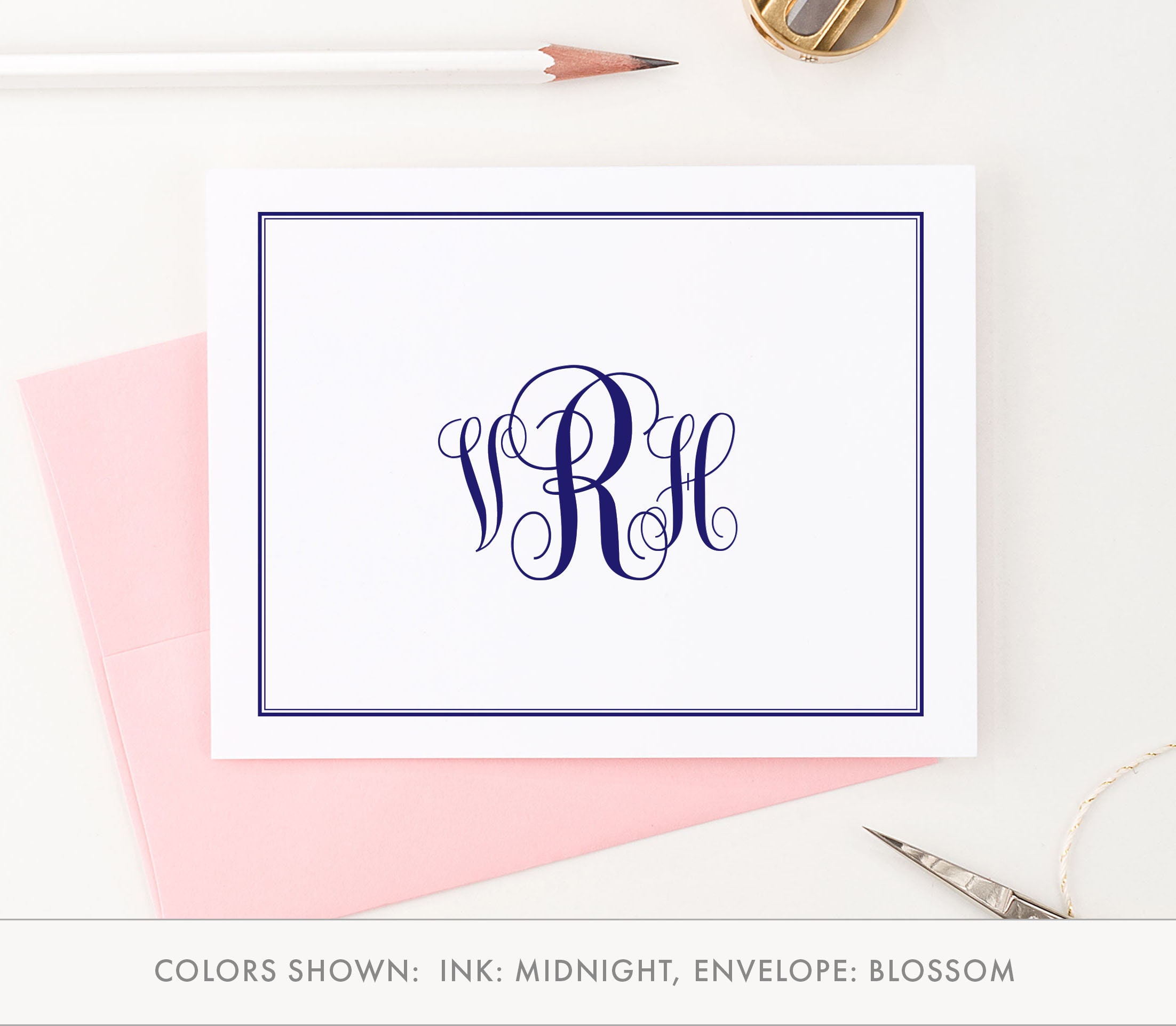 Monogrammed Stationary Cards, Folded Monogram Stationery Set ...
