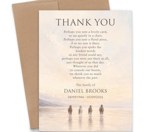 Horse Funeral Thank You Cards, FLAT Sympathy Appreciation Notes with Envelopes, Personalized Memorial Card With Horses on Beach, FTY069