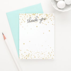 Platte bedankkaarten babyshower, sterren bedankkaartjes voor kinderen bedankkaart ster, gouden sterren bedankje, genderneutraal bericht TY070