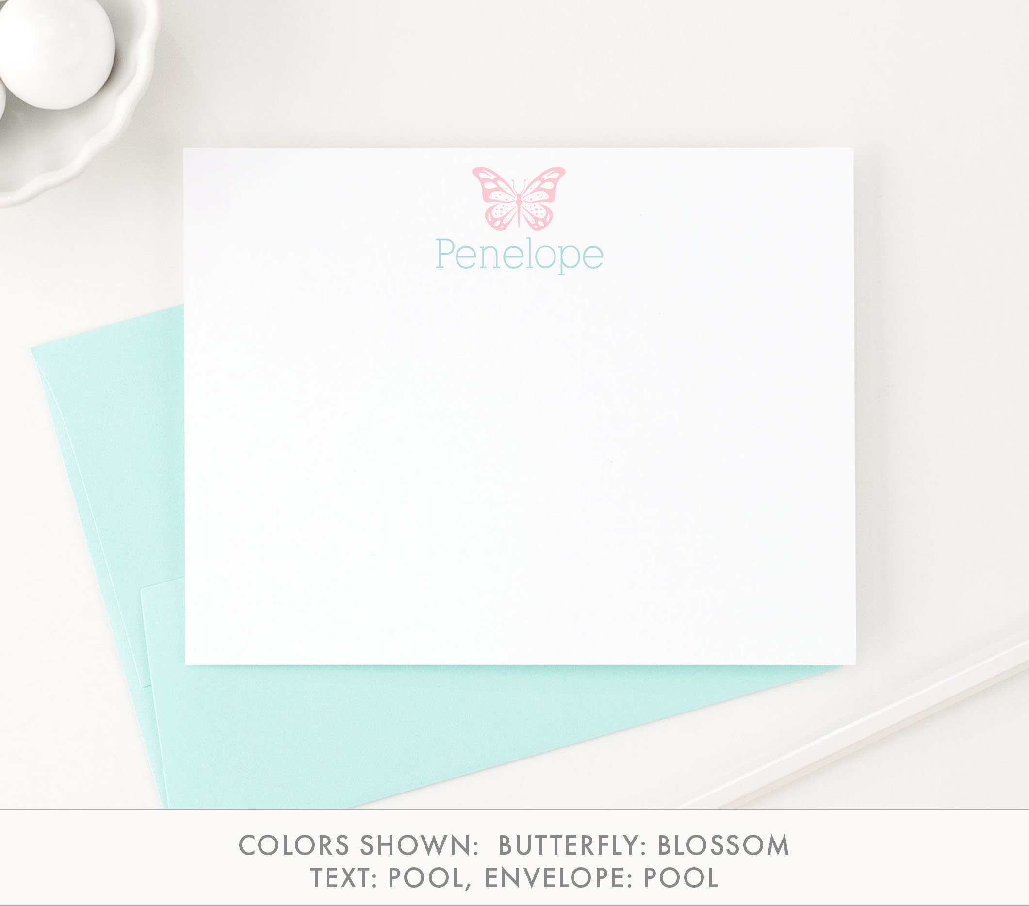 Butterfly Stationery Set, Personalized Butterfly Note Cards for Girls ...