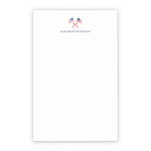 Personalisiertes Briefpapier und Umschläge, Aquarell-Notizblock mit der amerikanischen Flagge mit Namen, Vaterländische Geschenke für Frauen, EP466