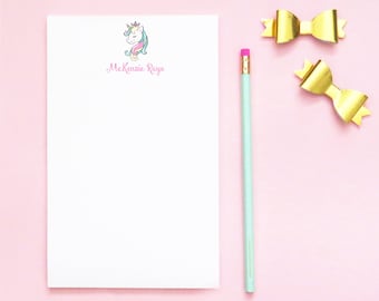 Girls Unicorn Stationary Set for Kids Customized Notepad Paper, Cute Unicorn Note Pad Lined Stationery for Girl Thank You Notes Set, NP154