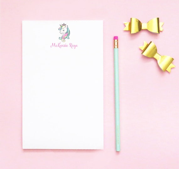 Girls Unicorn Stationary Set for Kids Customized Notepad Paper