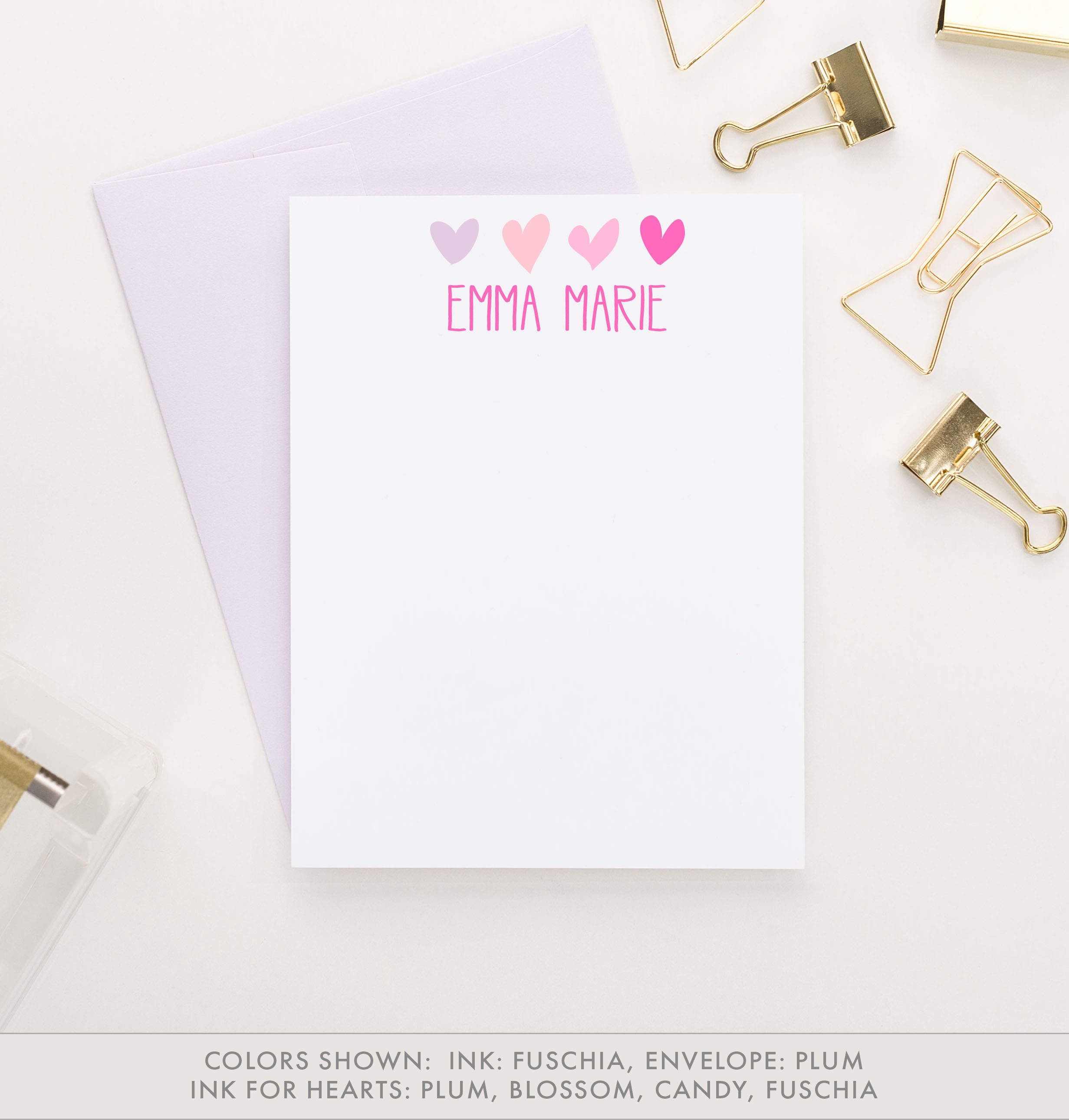 Girls Stationery Set // Personalized Stationery Set // Hearts