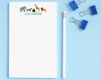Zoo Animals Notepad for Kids Zoo Stationary with Animals, Lined Stationery for Boys Personalized Thank You Note for Girls Wild Animals NP158