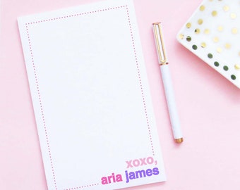 paper with dotted lines for writing Personalized Kids Notepad with Polka Dot Border, Girls Cute Stationery Paper Set, XOXO Thank You Notes for Girl, Modern Writing Paper, NP215