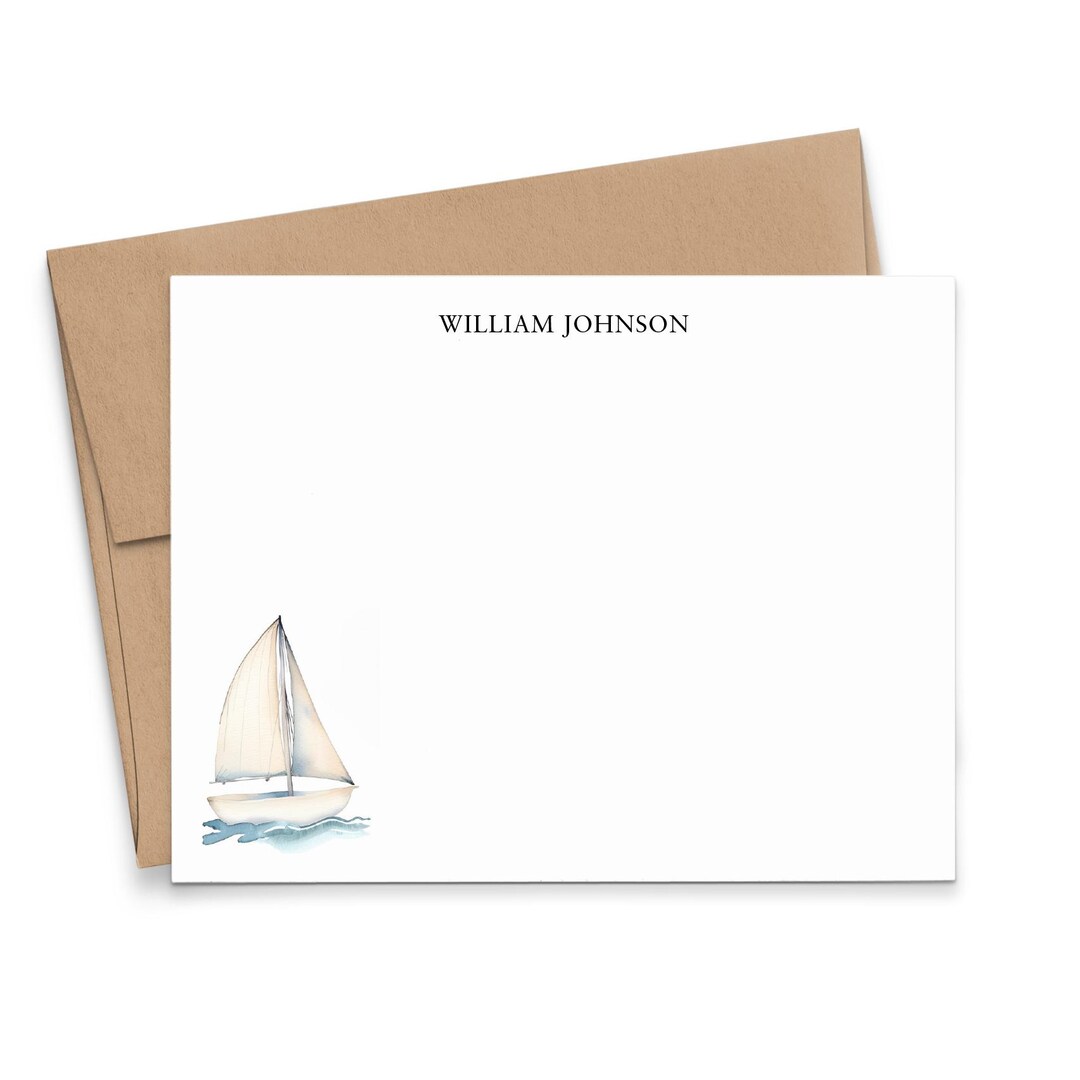 Personalized Sailboat Stationary Set Letter Writing, Flat Nautical ...